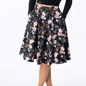 Eva Rose Floral Butterfly Fit & Flare Skirt With Pockets
